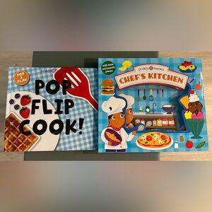 TWO (2) PRIDDY Books BUNDLE - Let’s Pretend Chef Kitchen AND Pop Flip Cook!